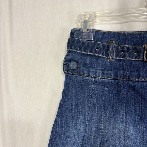 Denim Pleated Belted Mini Skirt Girls Sz 10 Medium Wash Y2K Academia Casual - Picture 8 of 9